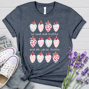 Fruitful Strawberry Pattern Heathered Tee