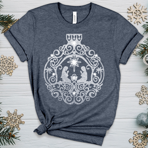 Silver Nativity Scene Ornament Heathered Tee