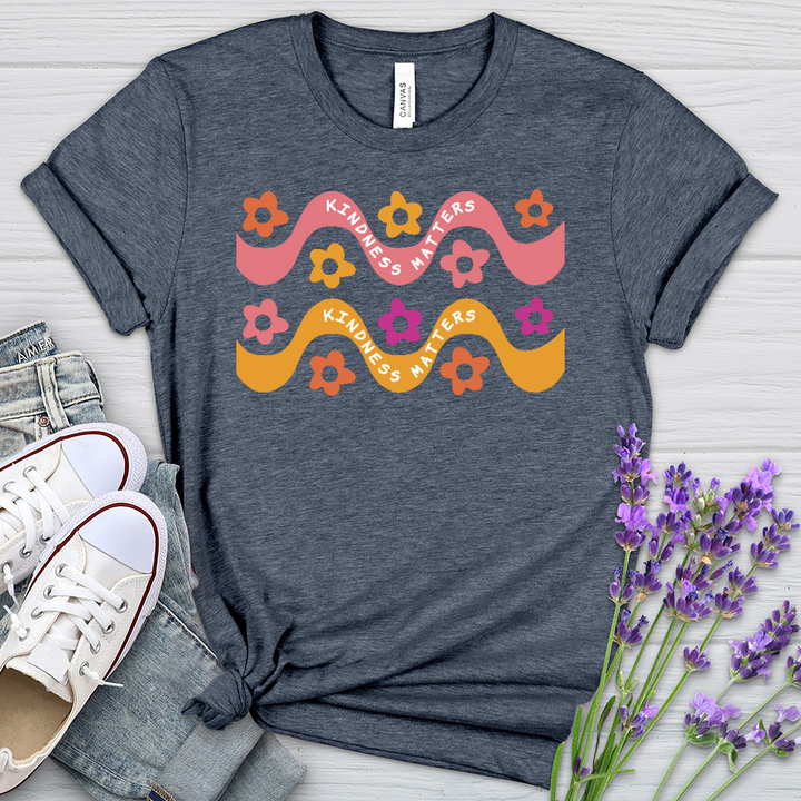 Kindness Matters Daisy Pattern Heathered Tee