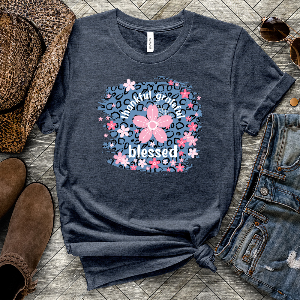 Blessed Floral Leopard Heathered Tee