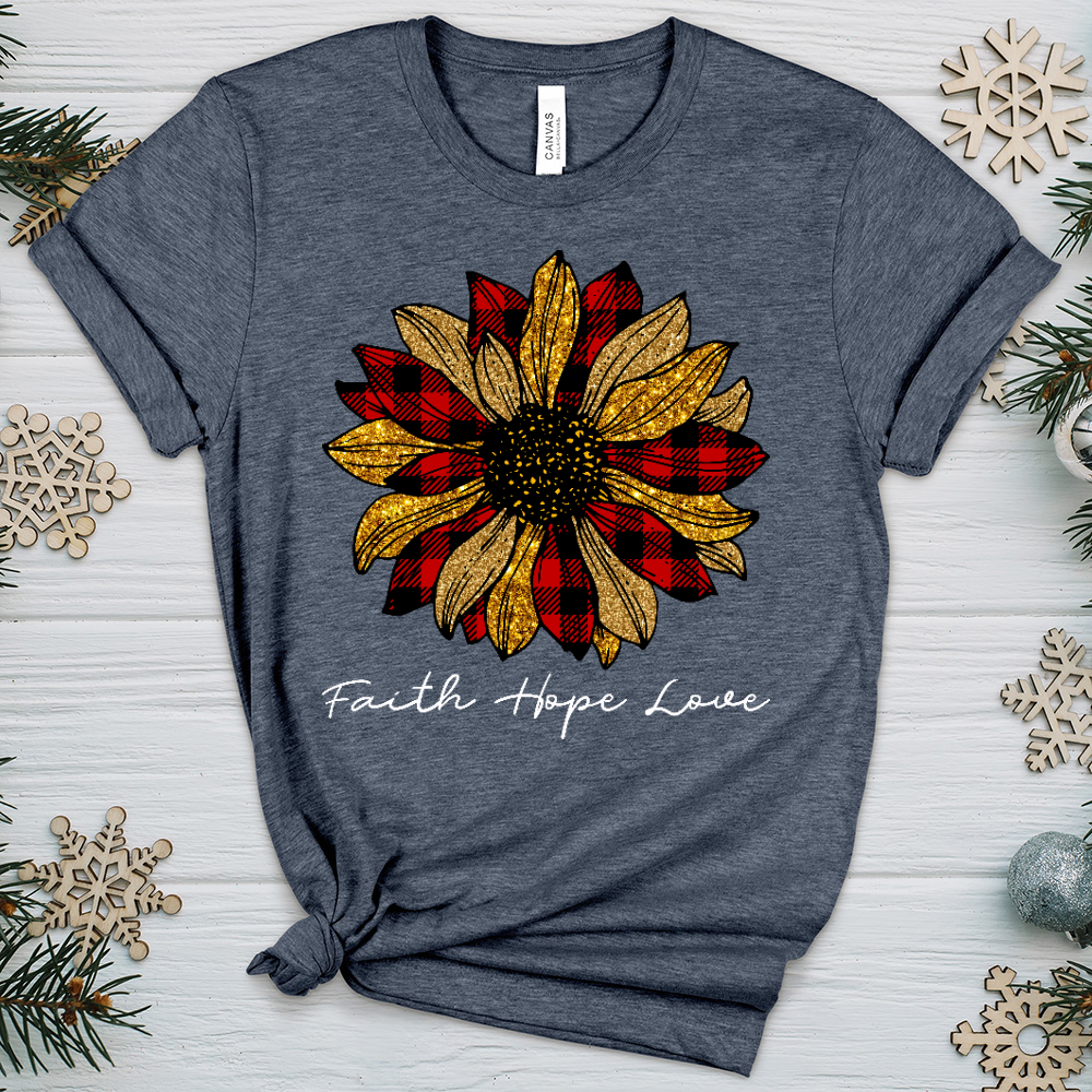 Christmas Patterned Flower Heathered Tee