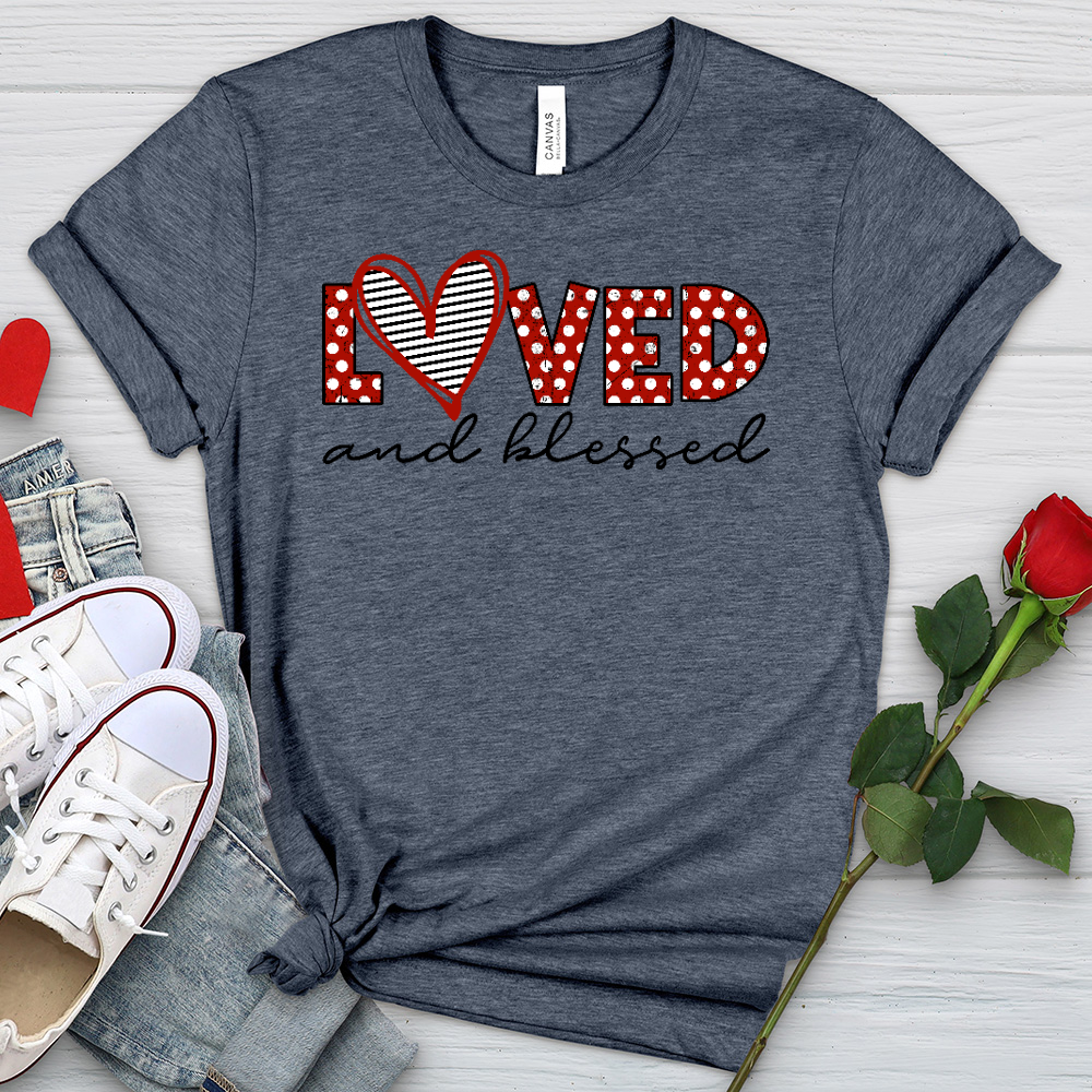 Loved and Blessed Letters Heathered Tee