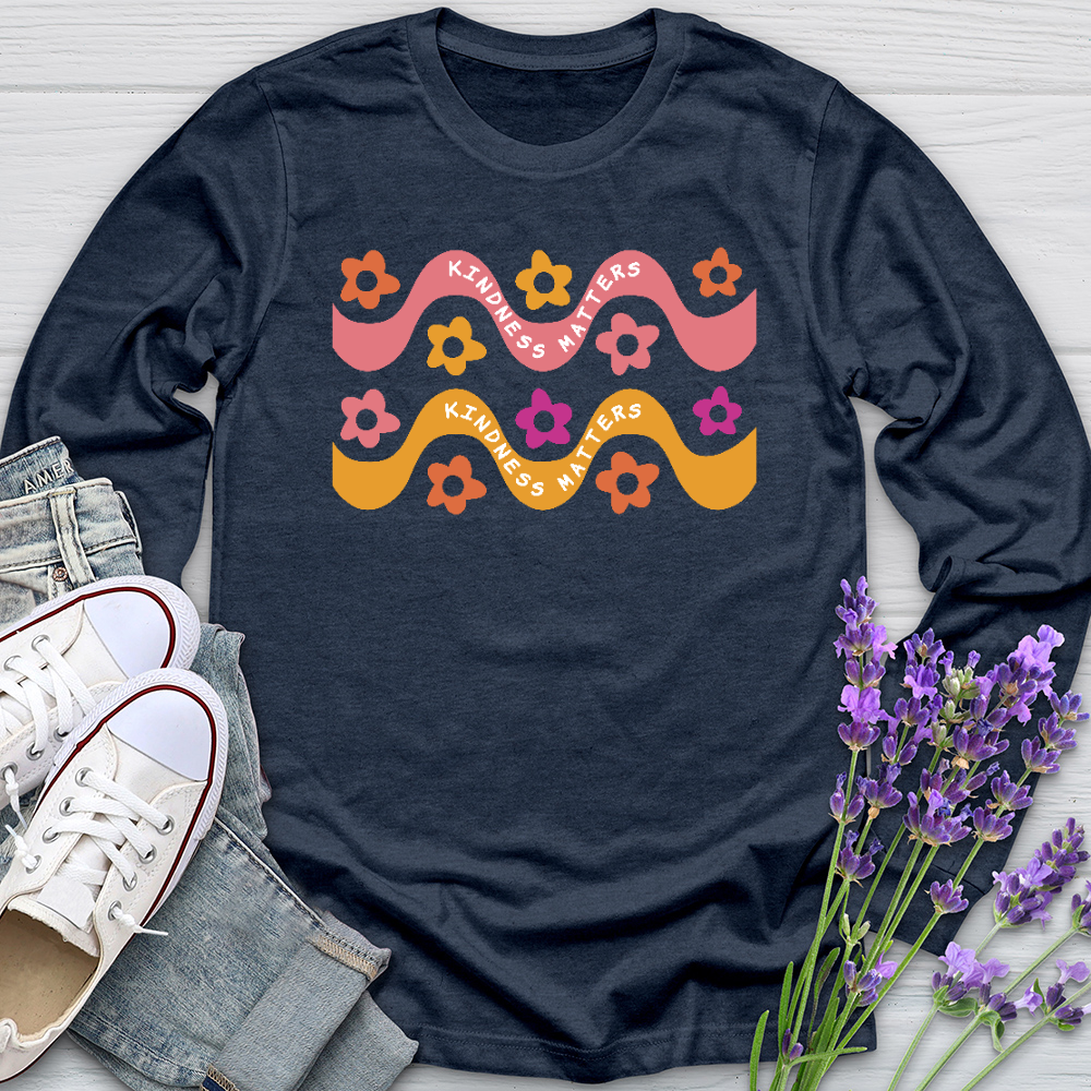 Kindness Matters Daisy Pattern Long Sleeve Tee