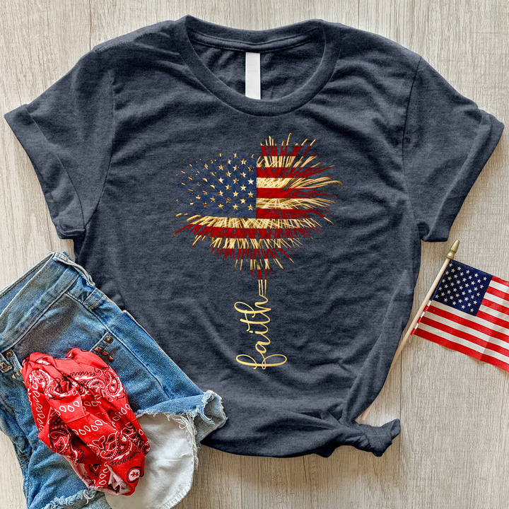 Faith Heart Fireworks Heathered Tee