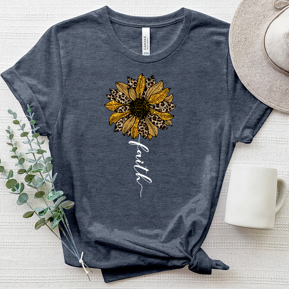 Faith Leopard Flower Stem Heathered Tee