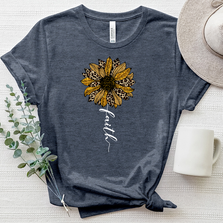 Faith Leopard Flower Stem Heathered Tee