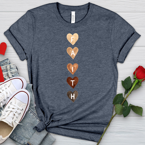 Faith Watercolor Hearts Heathered Tee