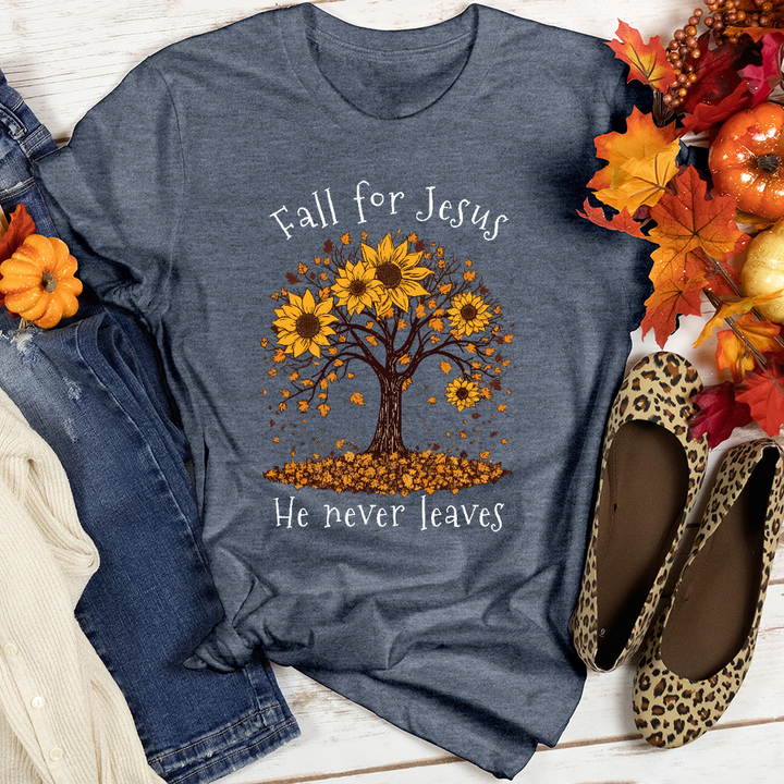 Sunflower Tree Falling Leaves Heathered Tee