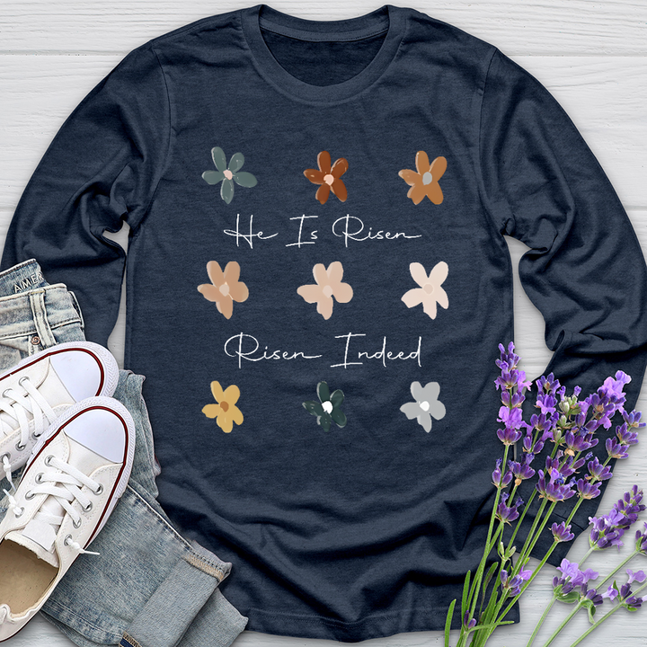 Risen Indeed Flower Pattern Long Sleeve Tee