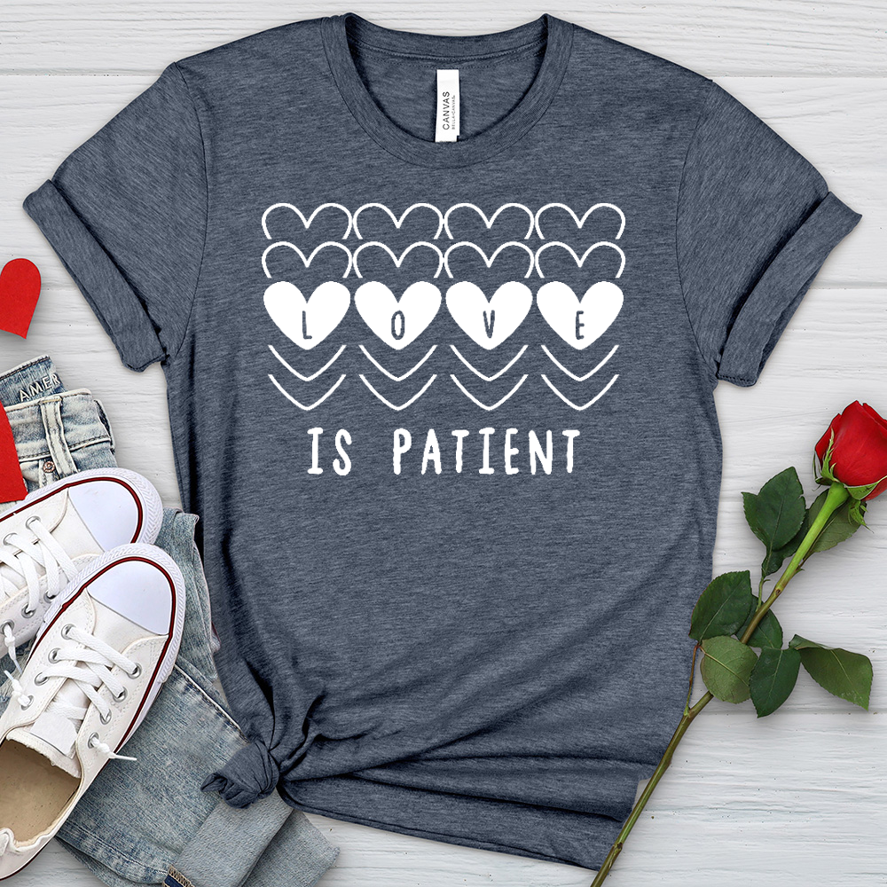 Love Is Patient Hearts Heathered Tee