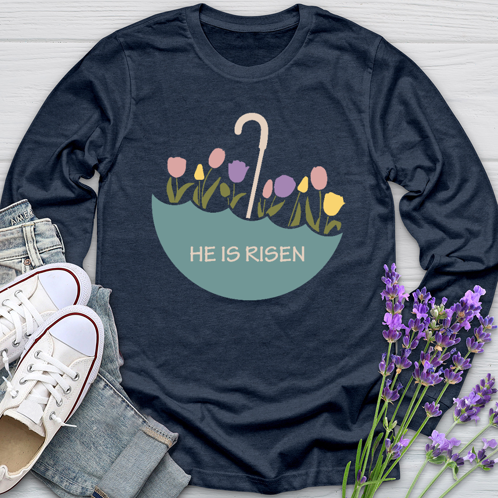 He Is Risen Flower Umbrella Long Sleeve Tee