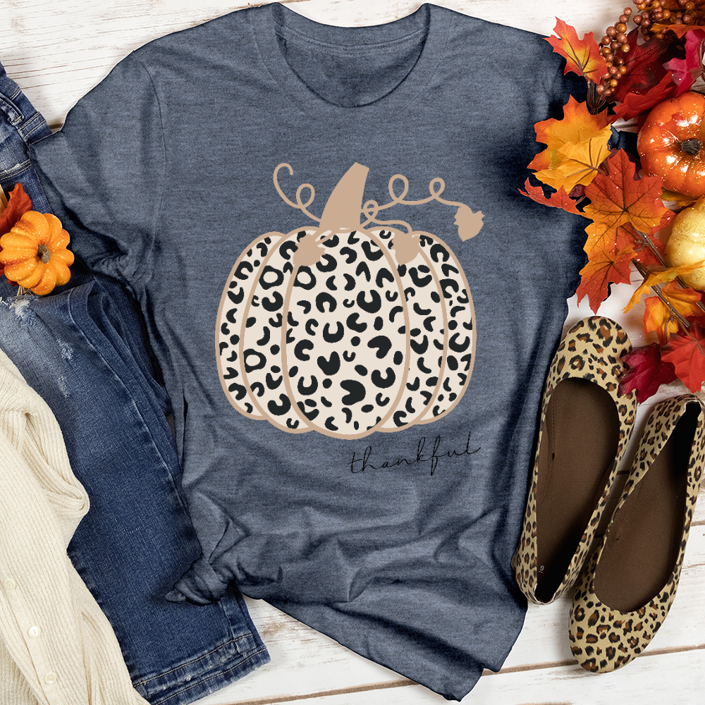 Thankful Leopard Pumpkin Heathered Tee