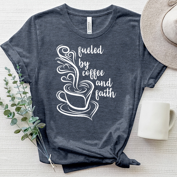 Fueled by Coffee and Faith Art Heathered Tee