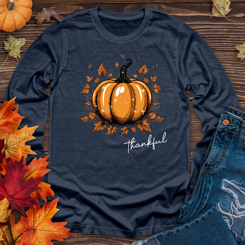 Sparkling Thankful Pumpkin Long Sleeve Tee