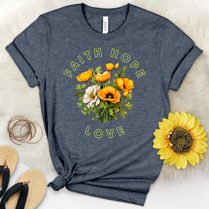 Faith Hope Flower Garden Heathered Tee