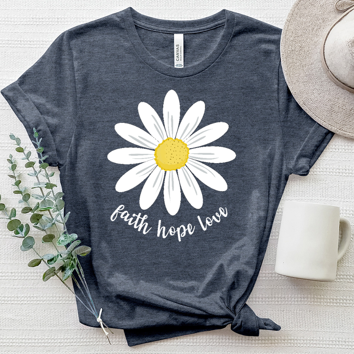 Faith Hope Love Summer Daisy Heathered Tee