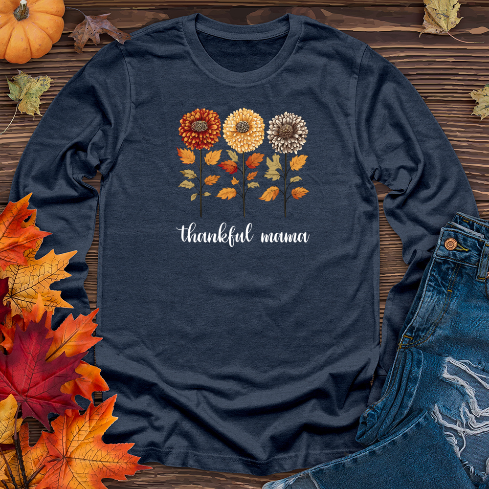 Retro Playful Autumn Mum Trio Long Sleeve Tee