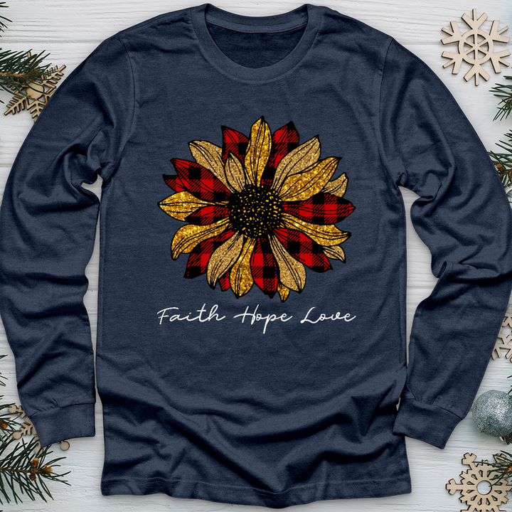 Christmas Patterned Flower Long Sleeve Tee