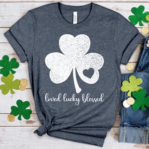 Loved Lucky Blessed Heathered Tee