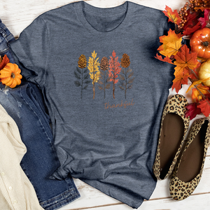 Cozy Autumn Trio Pine Trees Heathered Tee