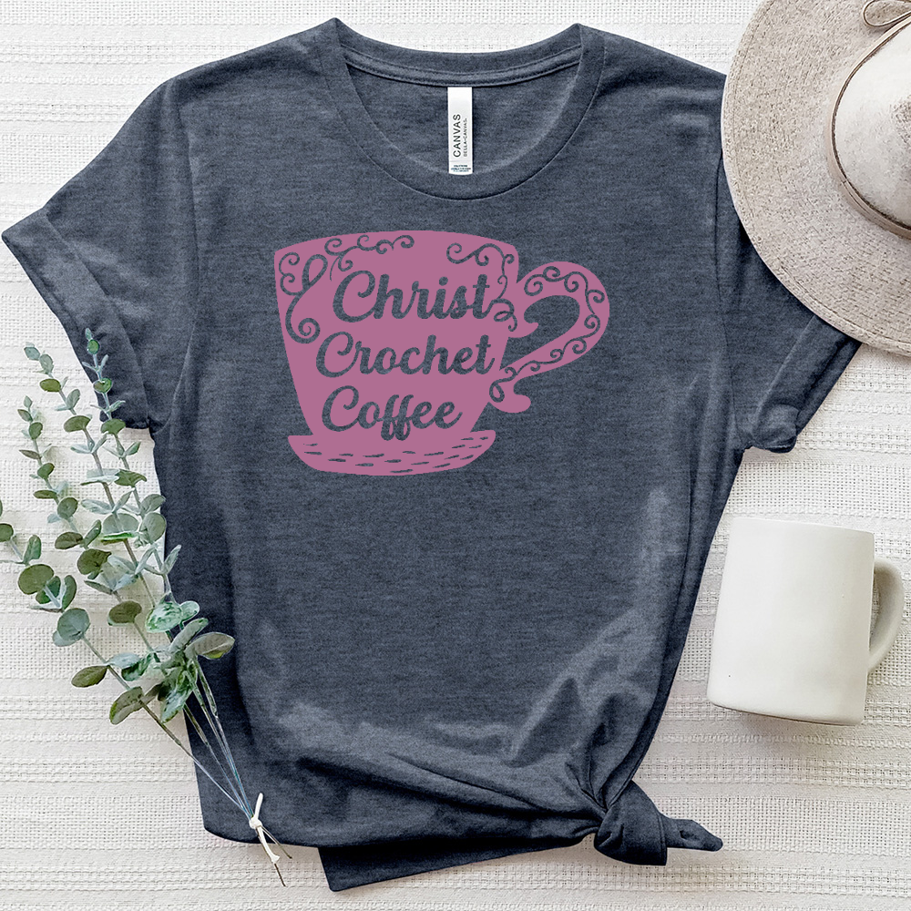 Christ Crochet Coffee Heathered Tee