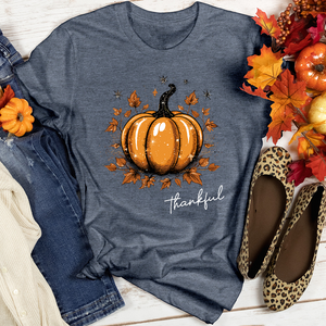 Sparkling Thankful Pumpkin Heathered Tee