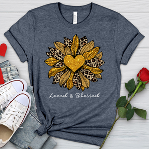 Loved  Blessed Leopard Sunflower Heathered Tee