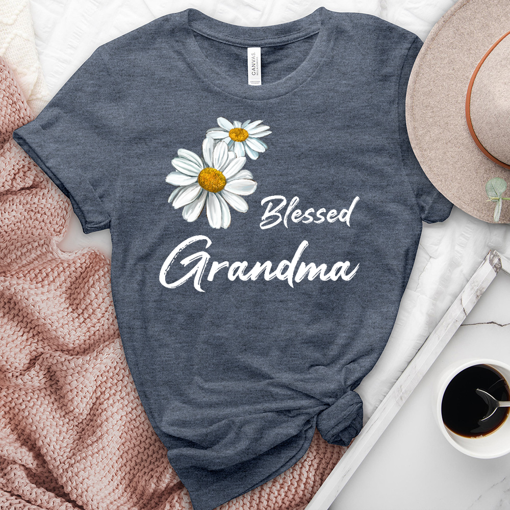 Blessed Grandma Daisy Heathered Tee