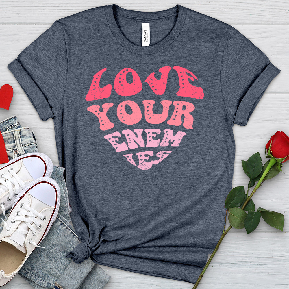 Love Your Enemies Pink Heathered Tee