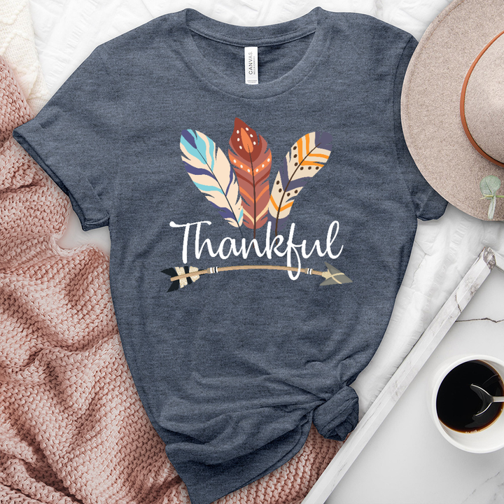 Thankful Colorful Feather Heathered Tee