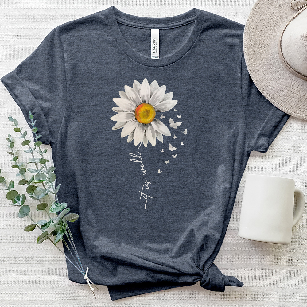 It Is Well Flower Stem Heathered Tee