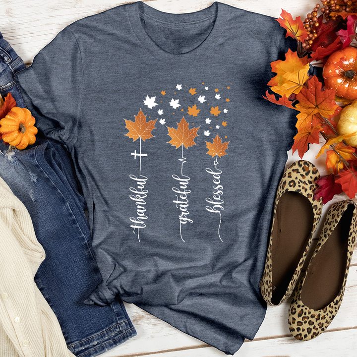 TGB Floating Leaves Heathered Tee