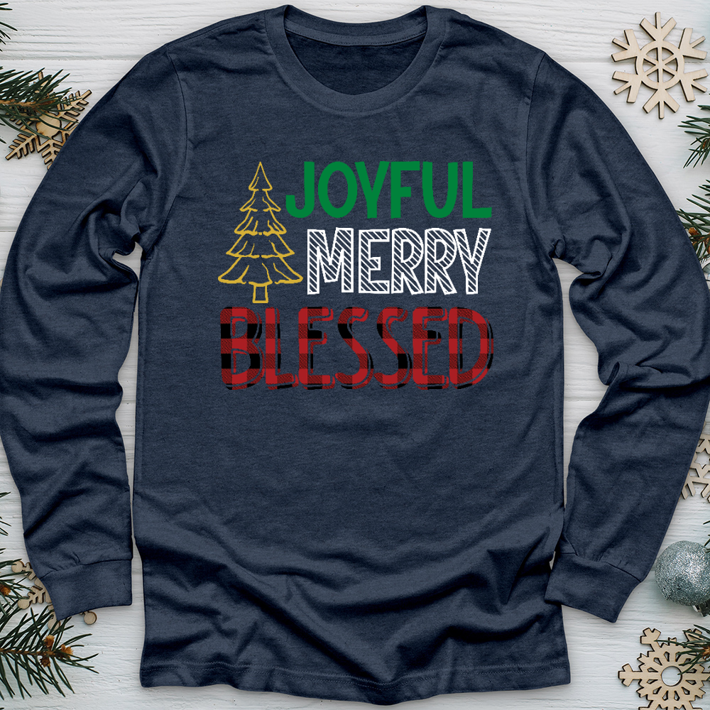 Joyful Merry Blessed Colored Long Sleeve Tee