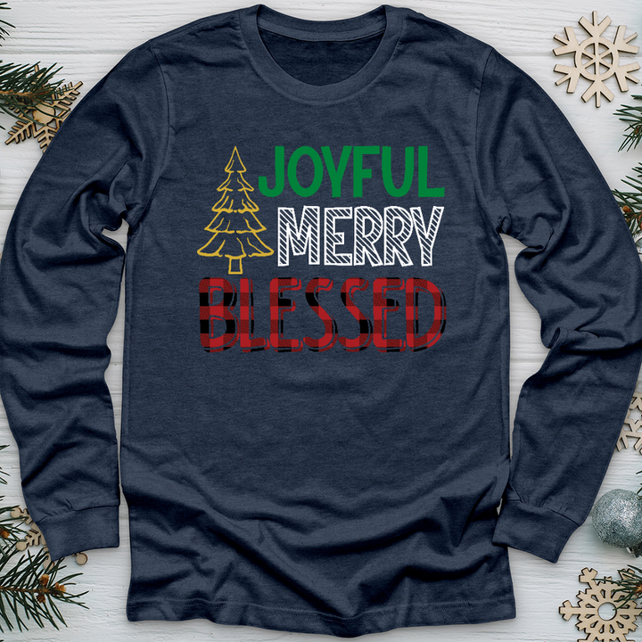 Joyful Merry Blessed Colored Long Sleeve Tee