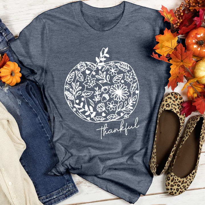 Thankful Flower Pumpkin Heathered Tee