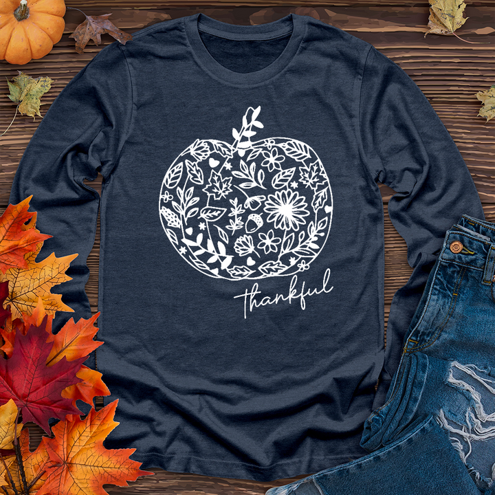 Thankful Flower Pumpkin Long Sleeve Tee