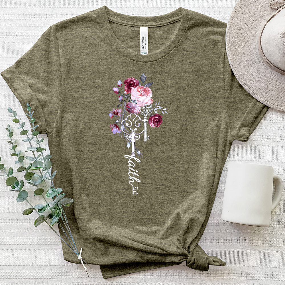 Faith Floral Key Heathered Tee