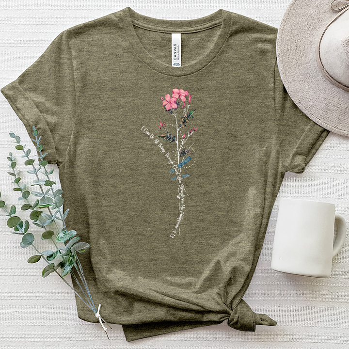 Philippians 4:13 Flower Heathered Tee