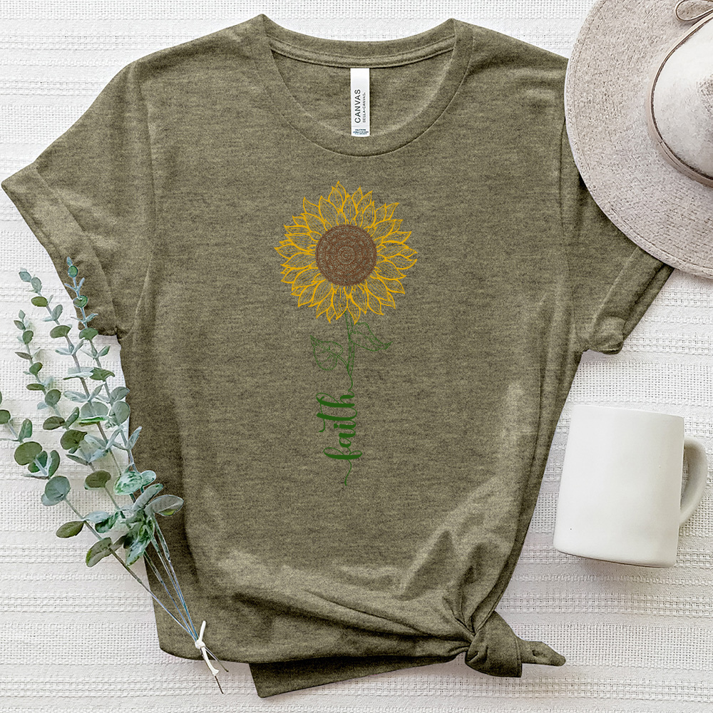 Mandala Faith Flower Stem Heathered Tee