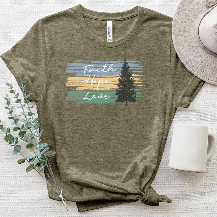 Faith Hope Love Watercolor Heathered Tee