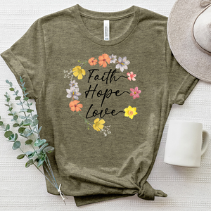 Faith Hope Love Wreath Heathered Tee