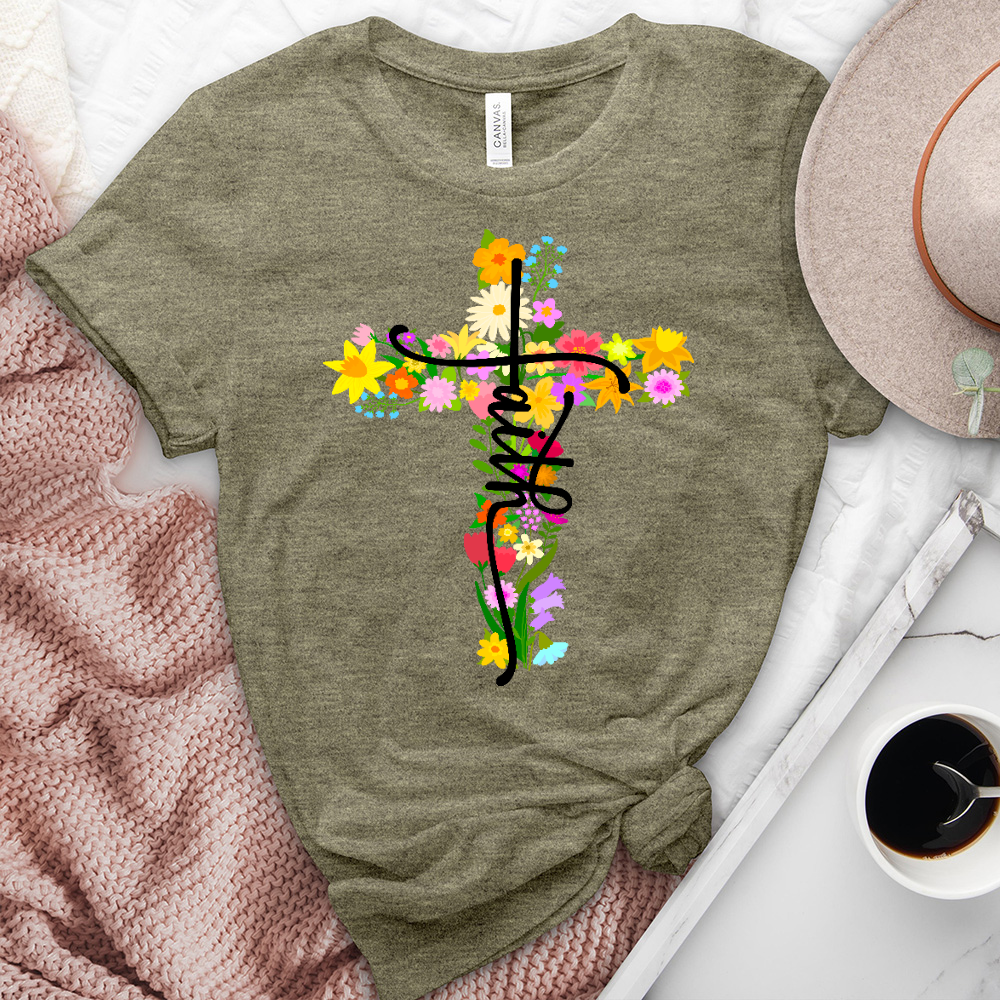 Floral Cross Faith Tee