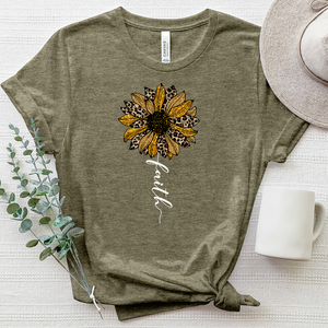 Faith Leopard Flower Stem Heathered Tee