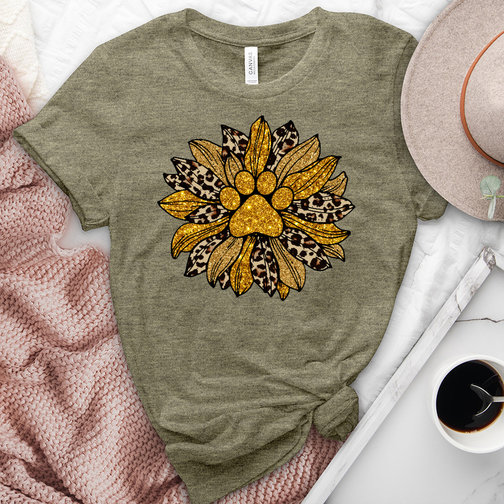 Paw print leopard sunflower heathered tee