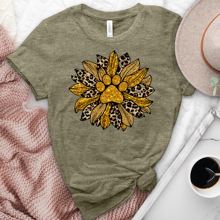 Paw print leopard sunflower heathered tee