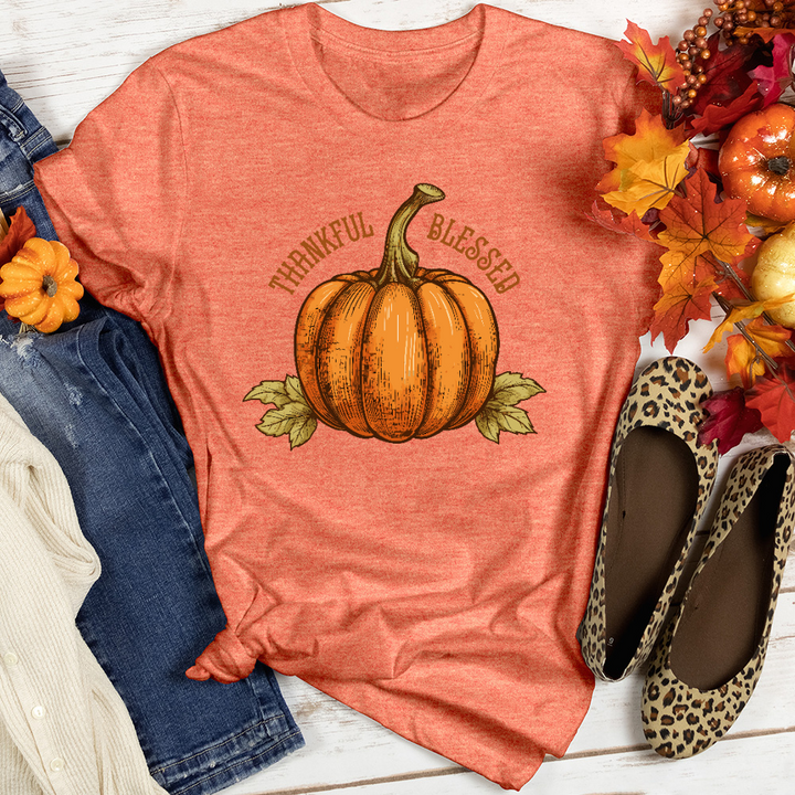 Thankful Blessed Pumpkin Heathered Tee