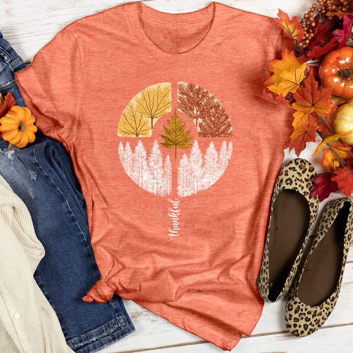 Thankful Pine Trees Circle Heathered Tee