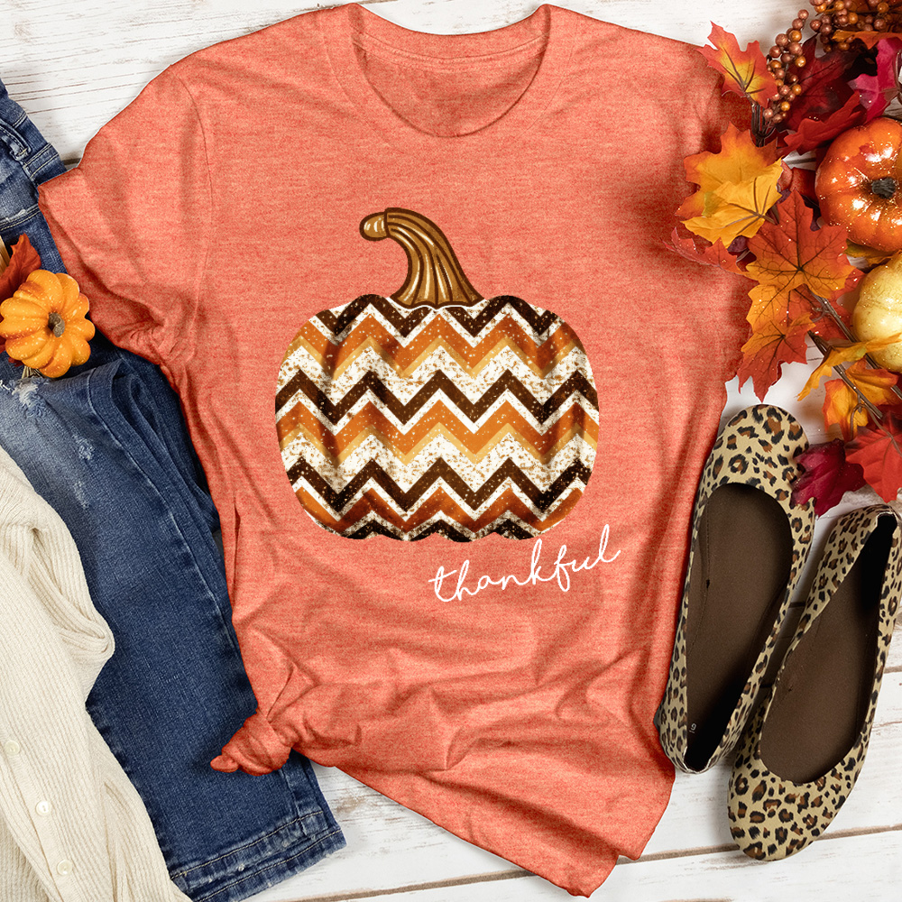 Thankful Sparkling Festive Pumpkin Heathered Tee