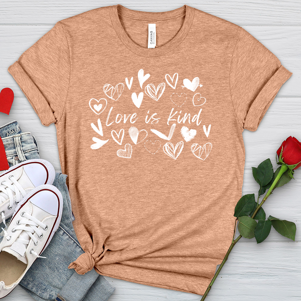 Love Is Kind Scattered Hearts Heathered Tee