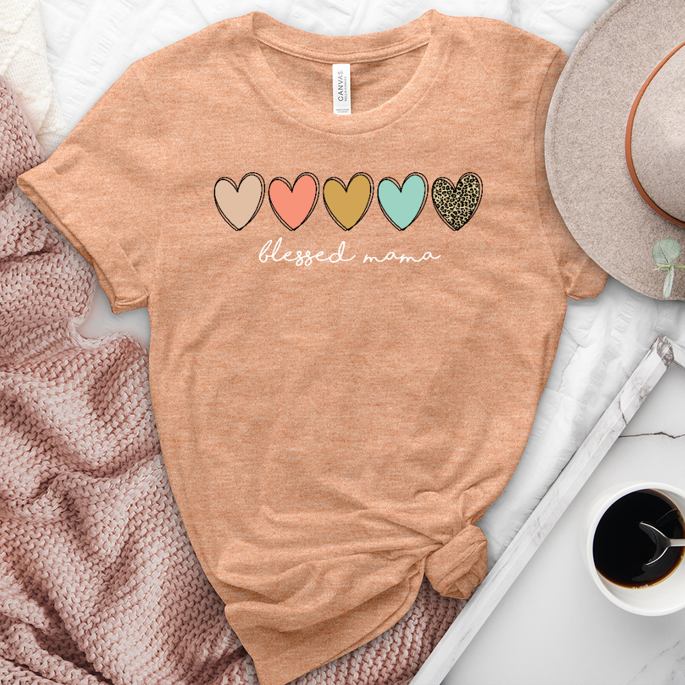 Blessed Mama Assorted Hearts Heathered Tee